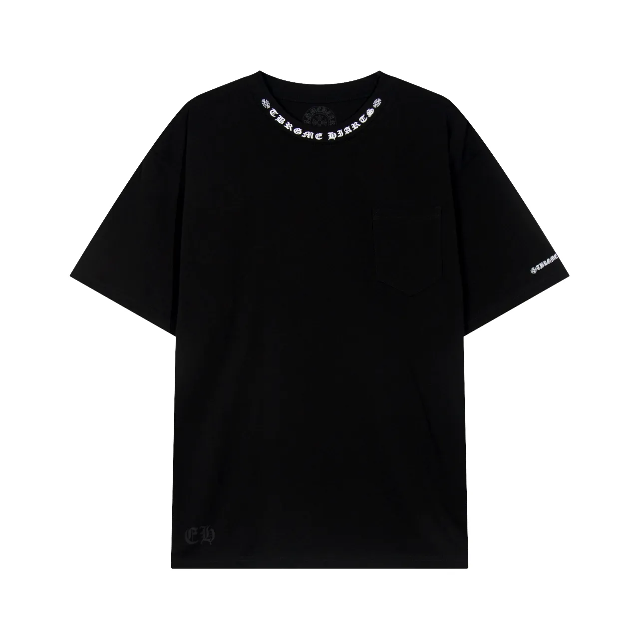 P150 Chrome Hearts Chrome Hearts Sanskrit Watch Bag Neck Letter Printed Short Sleeves Size: SMLXL Color: Black White